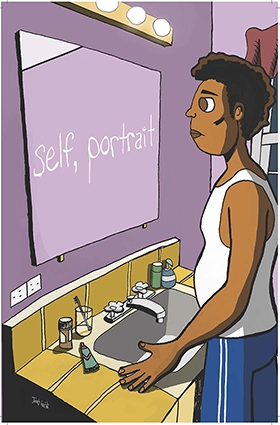 cartoon image of person in mirror