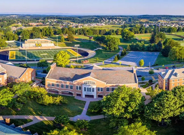 Aerial view of McDaniel's campus.