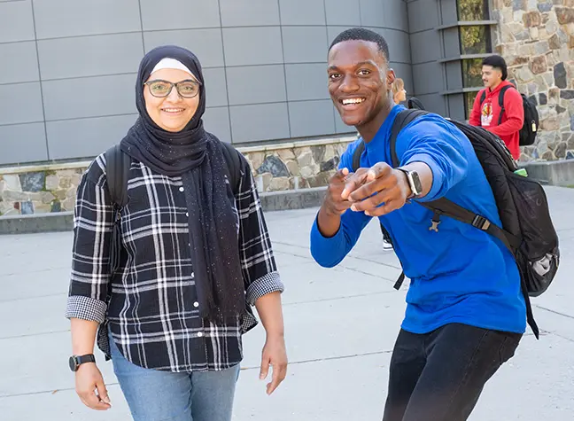 Group of students gathered outside