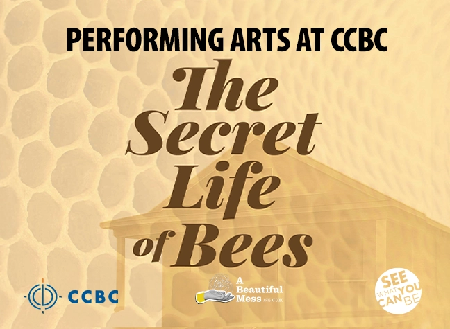 Text on a honeycomb background