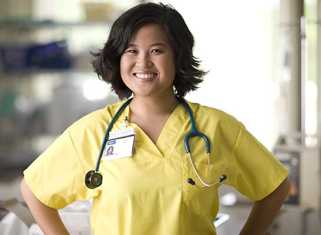 Women wearing scrubs