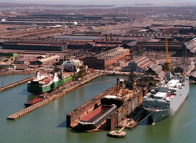 Birds eye view of Sparrows Point industrial area