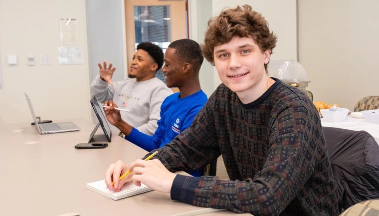 student working on laptop