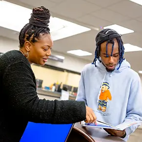 CCBC admission counselor helping a student