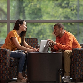 Two students in the lounge