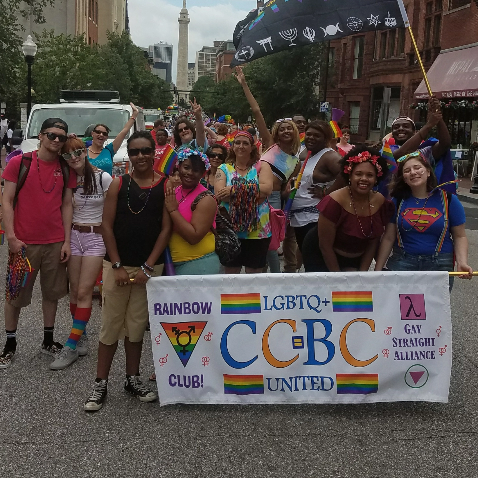 A group of LGBTQ+ CCBC students at Baltimore Pride.