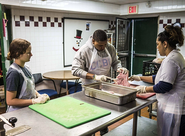 Volunteers in kitchen