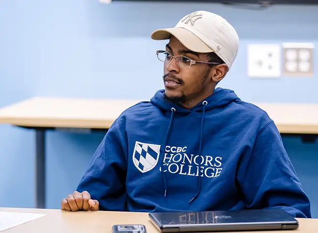 Honors College student sitting in class