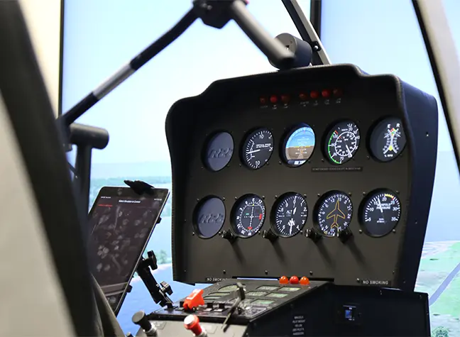 Inside of aircraft simulator