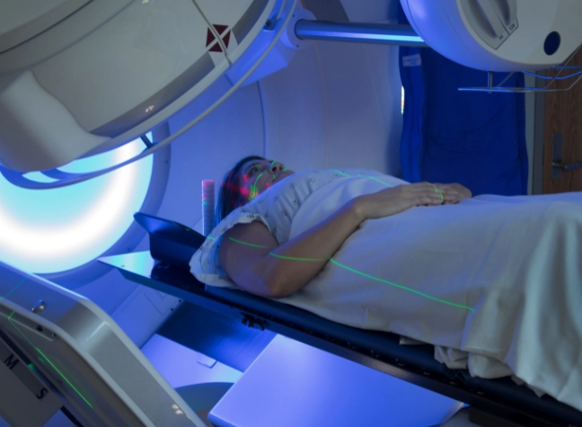 Person receiving radiation treatment