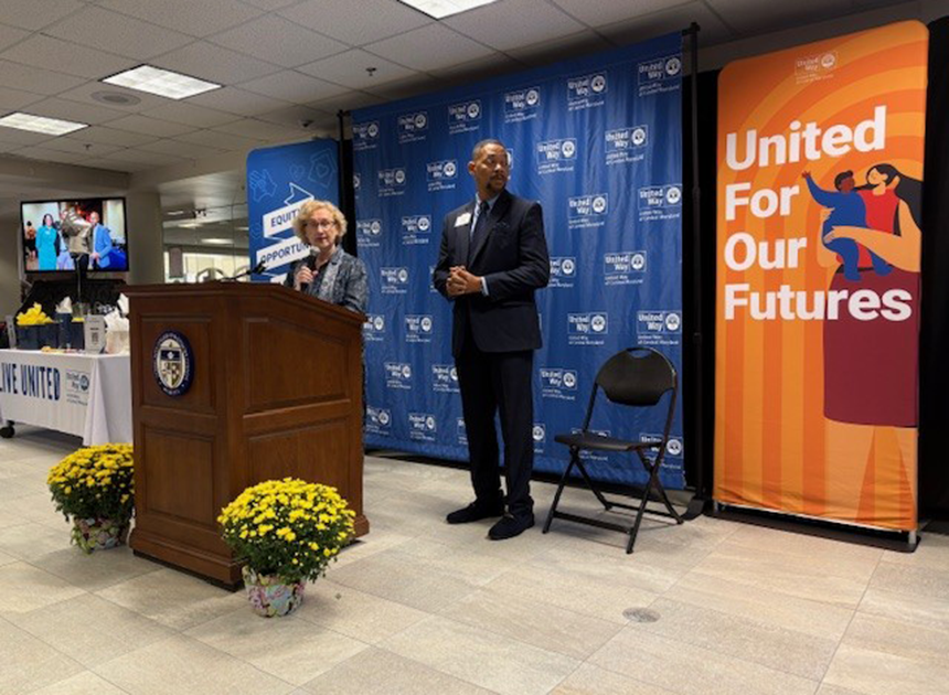 CCBC President Dr. Sandra Kurtinitis speaks at the Oct. 9 United Way celebration.